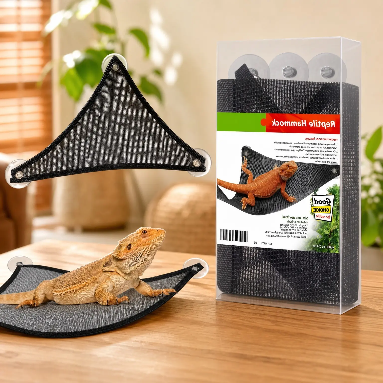 Breathable Mesh Reptile Hammock for Bearded Dragon, Axolotl, Geckos, Lizards, Snakes, Chameleon & Fish - Tank AccessoriesGift