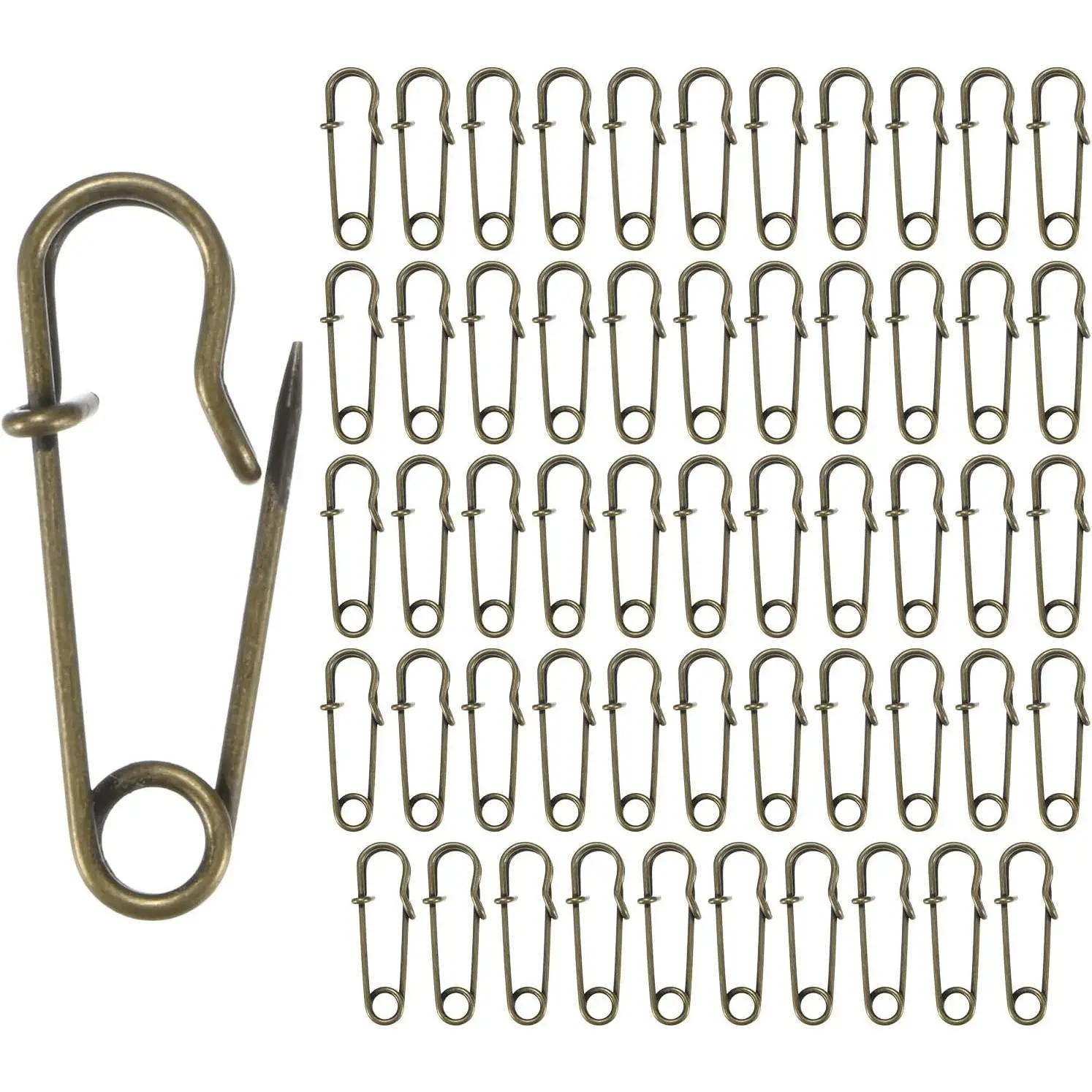 60-Pack Large Safety Pins, 1.1" Spring Lock Pins Blanket Bulk Pins for Fashion/Clothes/Sewing/Quilting/Upholstery/Laundry/DIY Craft/Decorative, Big Safety Pins [Bronze]