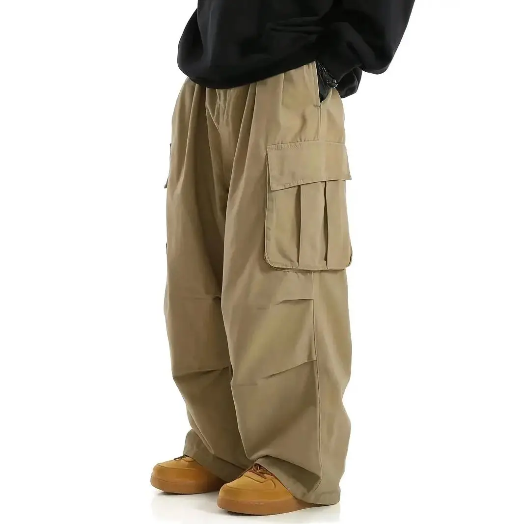 Men's Wide Leg Baggy Cargo Pants Loose Fit Parachute Trousers Big Pocket Cloth Fabric Oversized Y2K Streetwear Casual Male Clothing Apparel cozy soft cool clean chic active sporty casual premium classic stylish durable trendy relaxed comfy modern 5-Colors