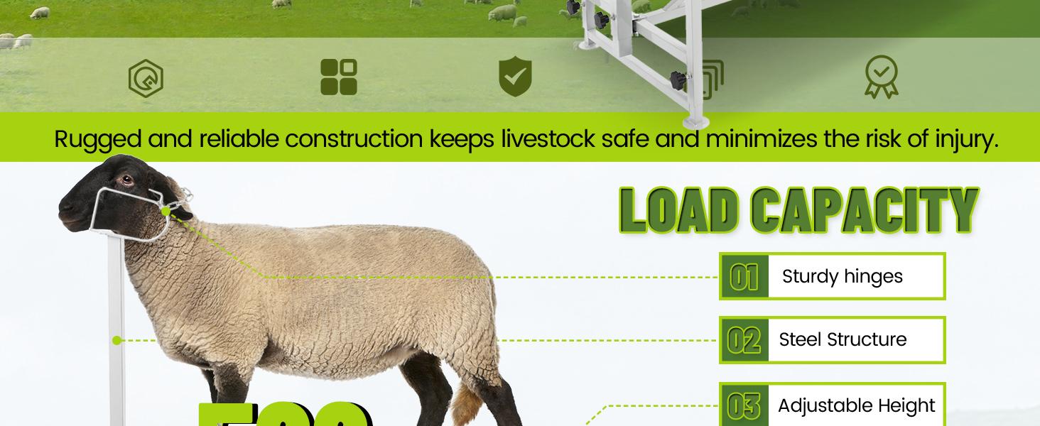 Livestock Stand 51x23, Adjustable Goat Milking & Sheep Trimming Stand, Steel Frame, 500lbs Capacity Animal
