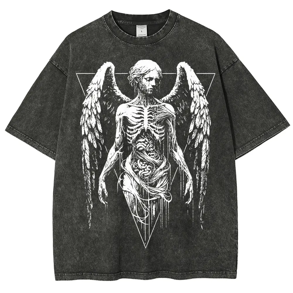 Unisex Graphict Washed T-Shirt Personalized Pattern Y2k Clothing Round Neck Washed T-Shirt,Women's Clothing 100% Cotton, Menswear, Top, Vintage Style,Summer Casual Oversized
