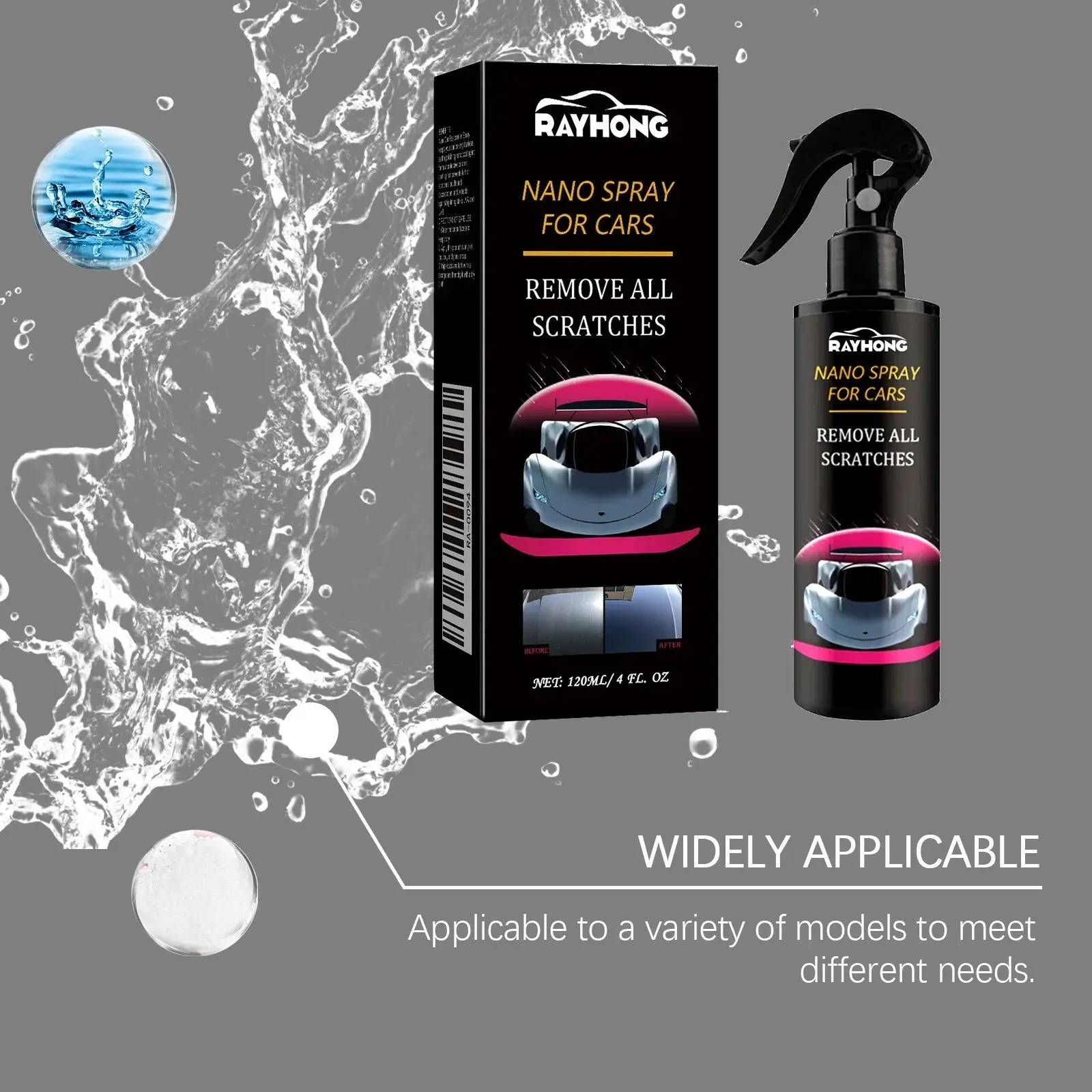 Rayhong Car Ceramic Nano Coating Liquid, Auto Scratch Remover, Nanos Spray, Hydrophobic Layer, Polishing Paint Coating Agent