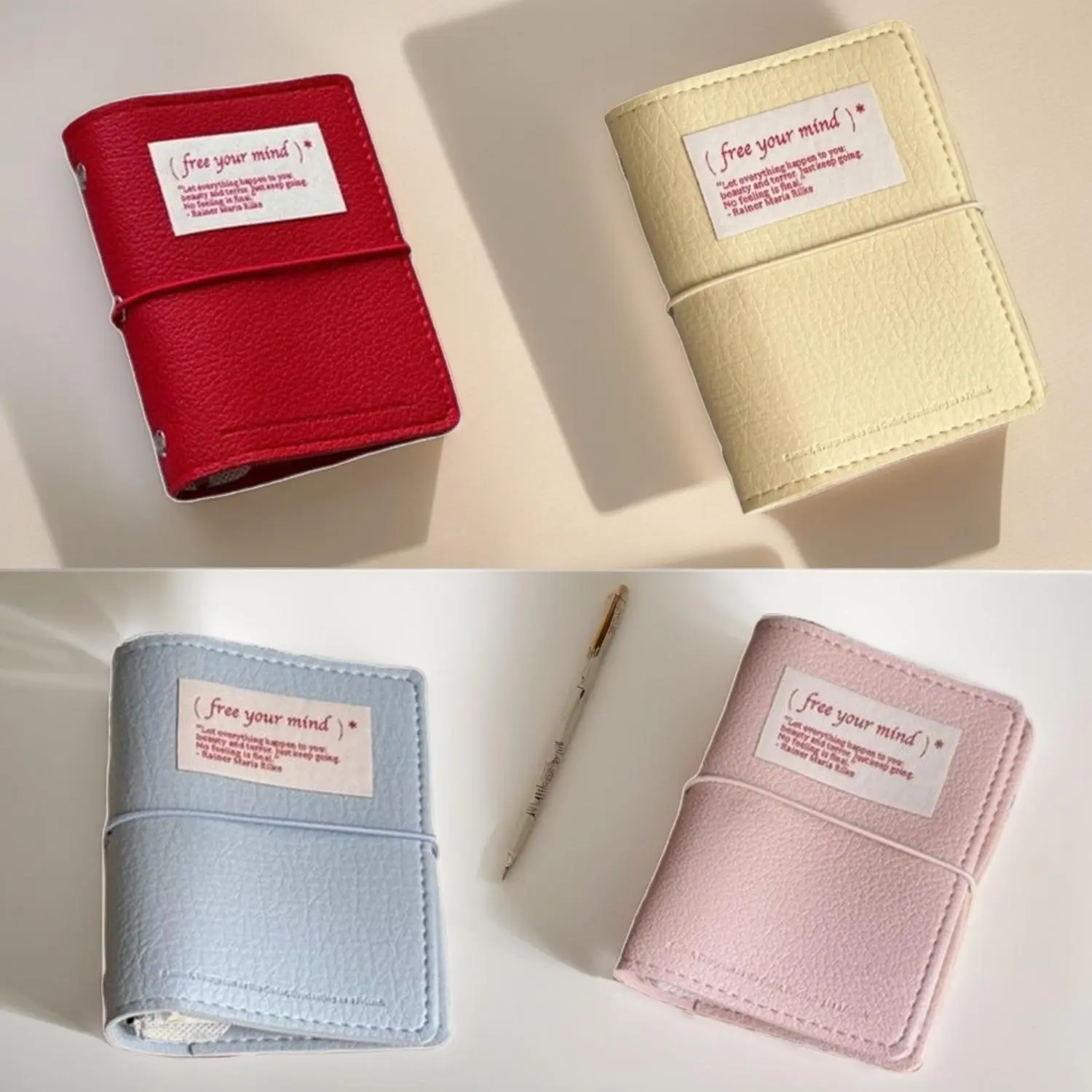 M5 Refillable Binder Notebook With Sleeves PU Leather Aesthetic Ins Travel Journal with Adjustable Strap Mini Pocket Diary Gift