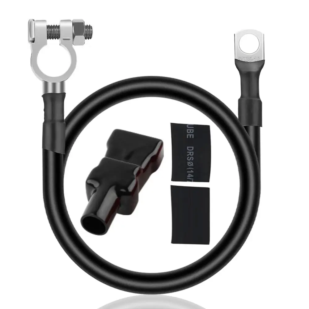2 AWG Negative Battery Cable Wire, 22 Inches Battery Inverter Cable with Terminals Connectorsr, 2 hot melt adhesives,Pure Copper Wire Perfect Fits 99% of Cars/SUV/Truck/RV & Boat Small Yacht Solar