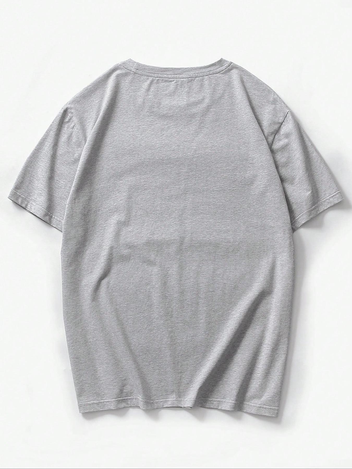 Men's Mountain Print Round Neck Tee, Casual Short Sleeve Crew Neck T-shirt for Summer, Men's Top for Daily Wear, Athletic Shirt, Athletic Sports Clothing, Athletic Apparel, Sporty T Shirt, Athletic Fashion Activewear, Athletic T Shirts
