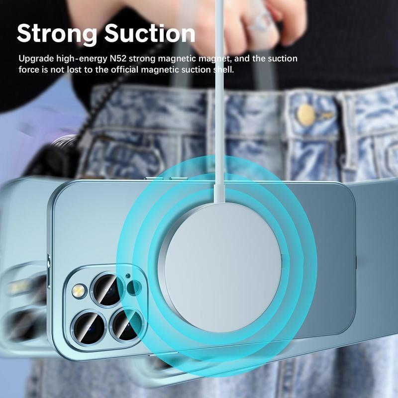 Metal frame with magnetic Magsafe snap design, made of alloy aluminum, specially designed for Apple/iPhone 17/16/15/14/13/12 Pro Max Plus, with shockproof function. Ultra-thin phone case, fully covers lens protection, compatible with wireless charging, an