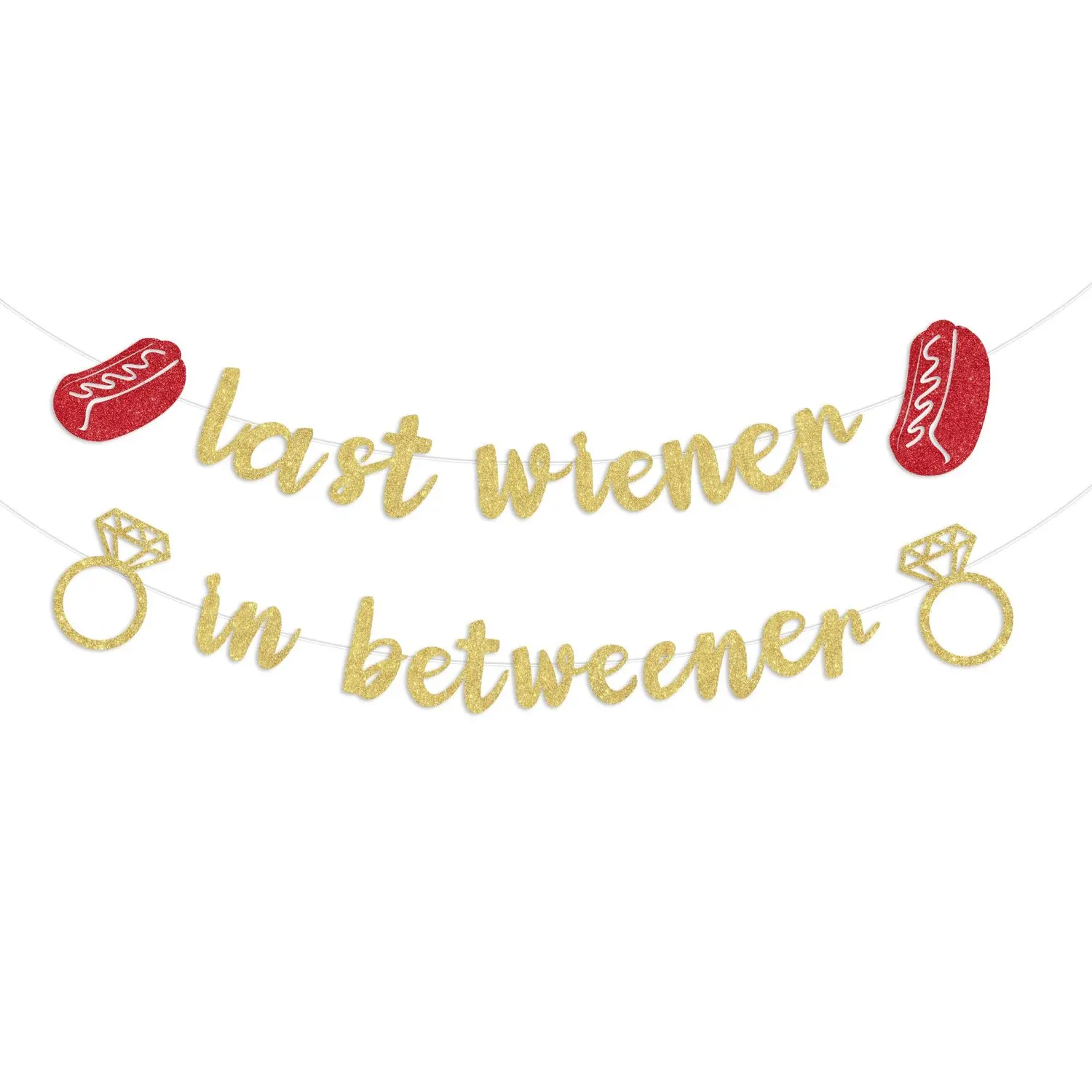 1Set Last Wiener in Betweener Banner Bachelorette Party Decorations Gold Glitter Funny Bachelorette Party Decor Banner for Birthday Bachelorette Bridal Shower Engagement Party Wedding