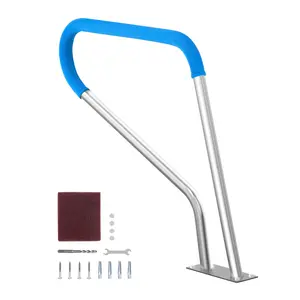 【DealsForYouDays】VEVOR Pool Handrail, 39x 32 inch Pool Railing, Stainless Steel with Base Plate for Indoor/Outdoor Pools, Swimming Pool Safety Railing for Decks, Rust-Proof Grab Bar w/ Grip CoverAccessories for Spas