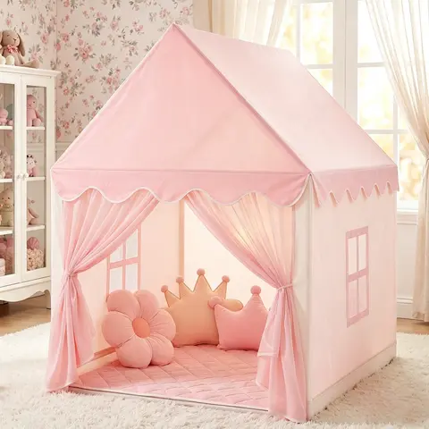Indoor Princess Castle Play Tent, Kids’ Small Toy House Dollhouse for Pretend Play, Pop-Up Toddler Playhouse for Boys and Girls, Indoor/Outdoor Use