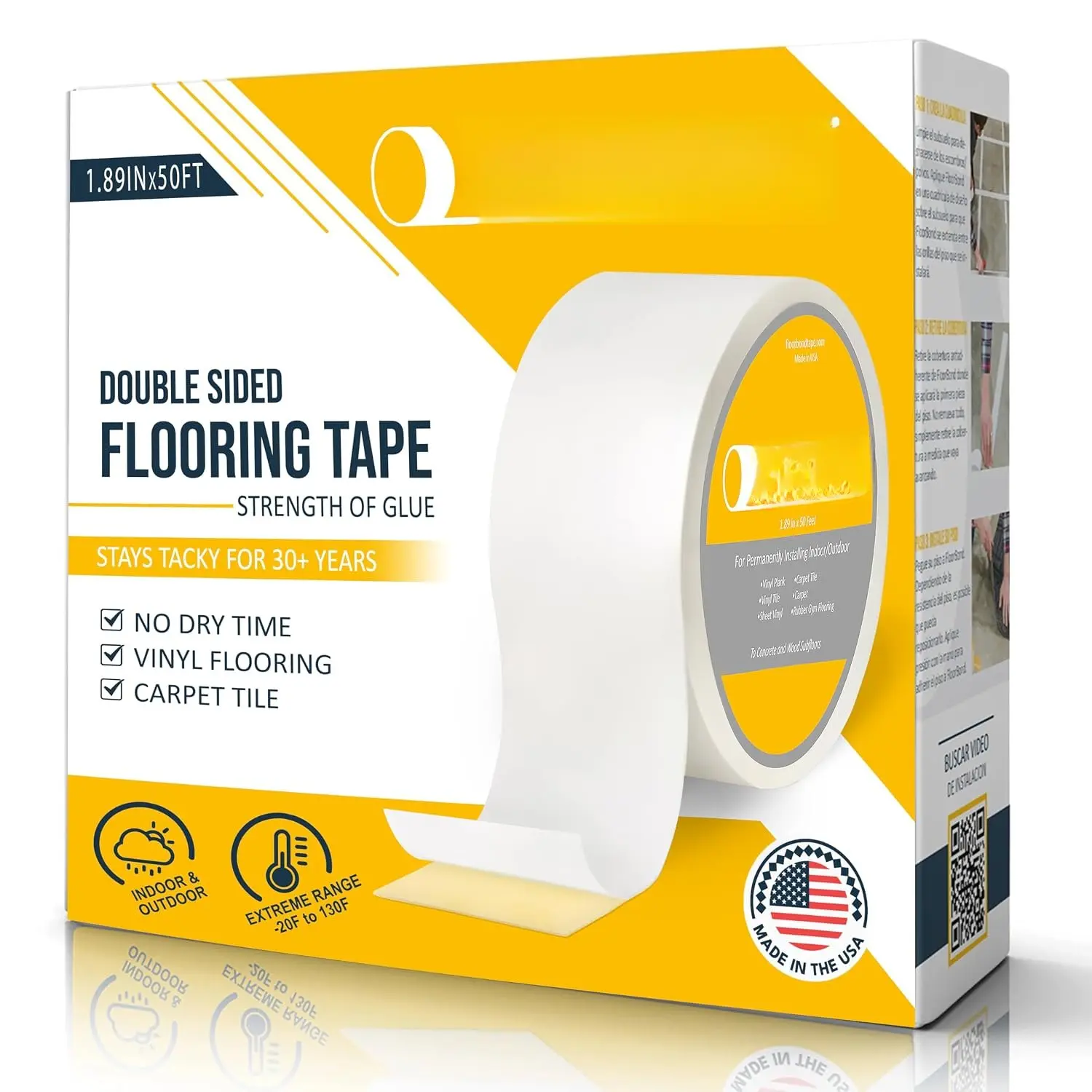 Double Sided Tape Heavy Duty Carpet Tape for Flexible and Vinyl Flooring, Carpet Tiles, Artificial Grass,  Gym Tiles, Rubber Interlocking Gym Tile Easy Installation Ultra  Grip