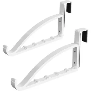 2 Pack White Over The Door Coat Hanger, Heavy Duty Metal Door Hanger Rack for Clothes, Coats & Bags, with Front Hook, Fits Doors up to 0.91'' Thick