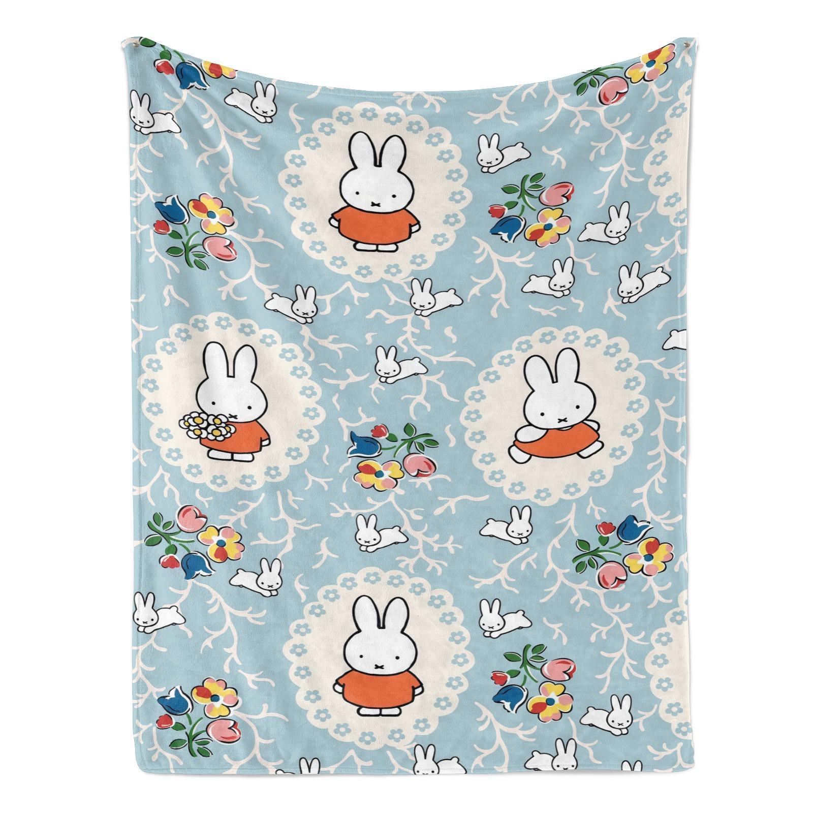 Miffy Cartoon Blanket Featuring Adorable Rabbit Design Soft Comfortable Polyester Fabric Skin Friendly Machine Washable for All Seasons