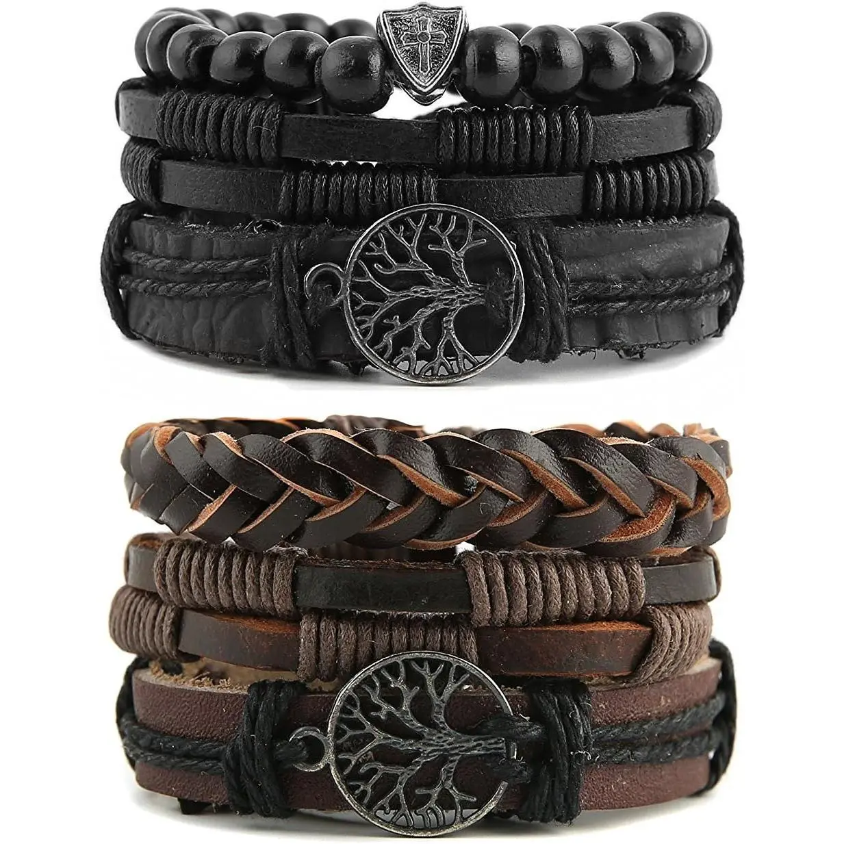 Tree of life Bracelets Men Women, Tiger Eye  Stone Lava Rock Beads Ethnic Tribal Elastic Bracelets Wristbands