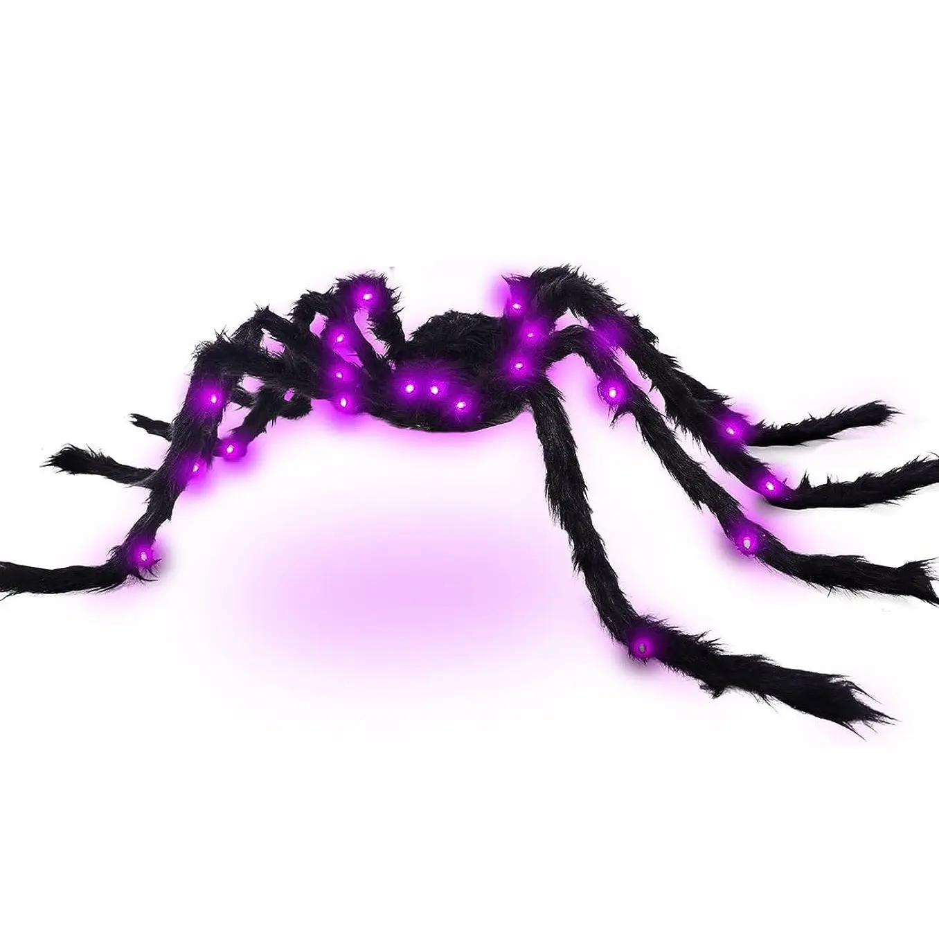 50cm Glowing Plush Spider, LED Constant Light Bat Prank Toy, Halloween Party Decoration, Spooky, Scary, Battery Powered, Realistic Touch, DIY Eight Legs, Outdoor Horror Setup