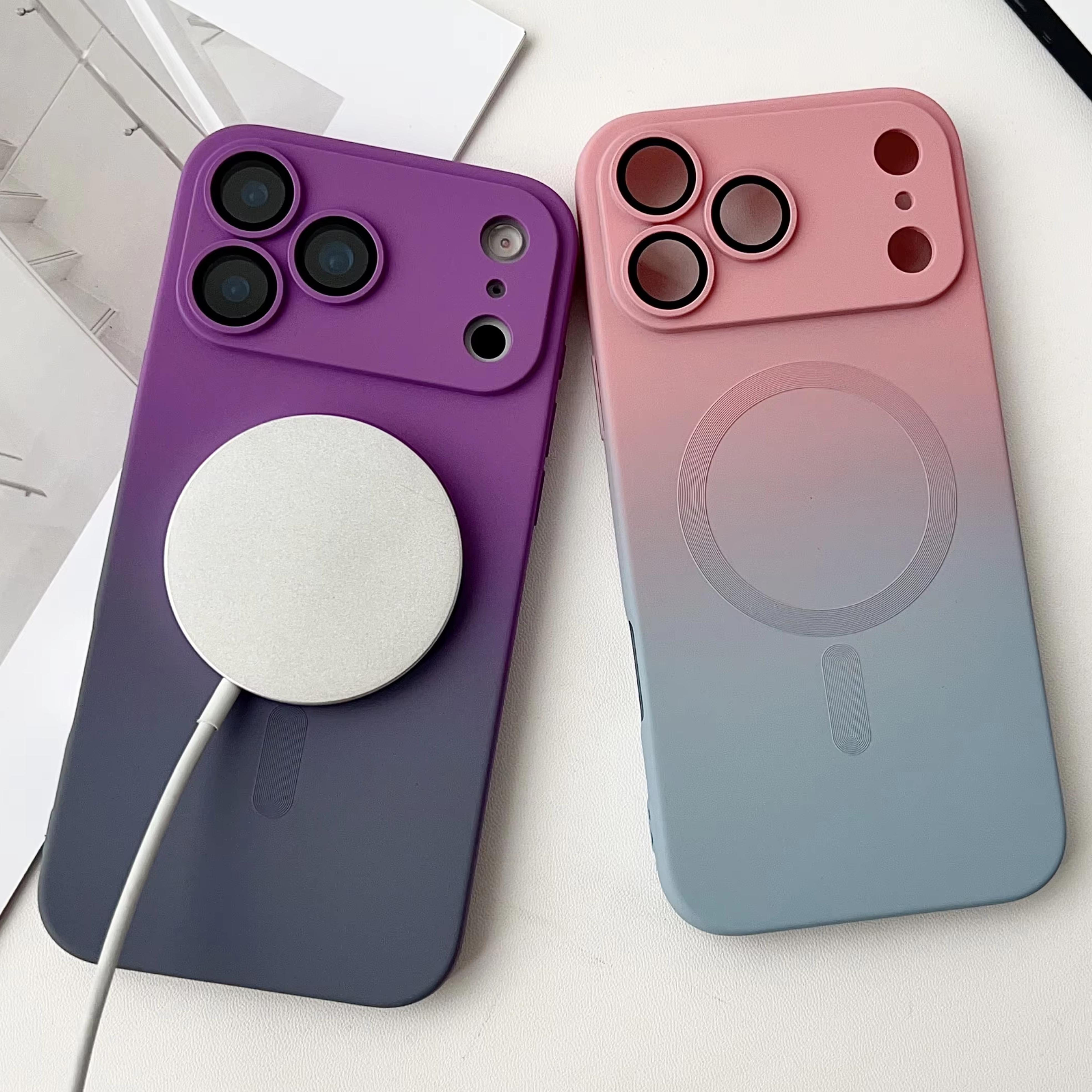 Fin Double Colored Magsafe Magnetic Wireless Charging Case For iPhone 17 Pro Max 16 15 14 13 12 11 Pro Max Plus Gradient Color Silicone Cover Link No.25