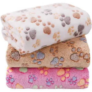 1 Pack 3 Blankets Super Soft Fluffy Premium Fleece Dog Blankets for Puppy Cat Pet Blanket Flannel Throw Warm Sleep Dog Paw 23x16 inches