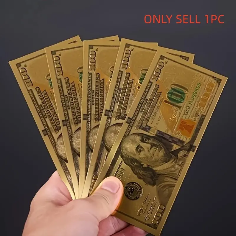 1pc Plastic Golden Foil Us Dollar Replica, Commemorative Home Decor Statue, Party Favor & Collectible Gift, Ideal for Home Decoration