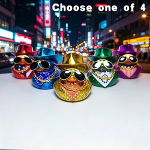 5 Colors Glittering Denim Rubber Duck | Glittering Dashboard Duck Decoration, Car Accessories | Glittering Denim Duck Decoration - Ideal Birthday Gift for Male Car Enthusiasts, Unique Glittering Dashboard Duck, Perfect Gift for Truck Drivers and Car Lover