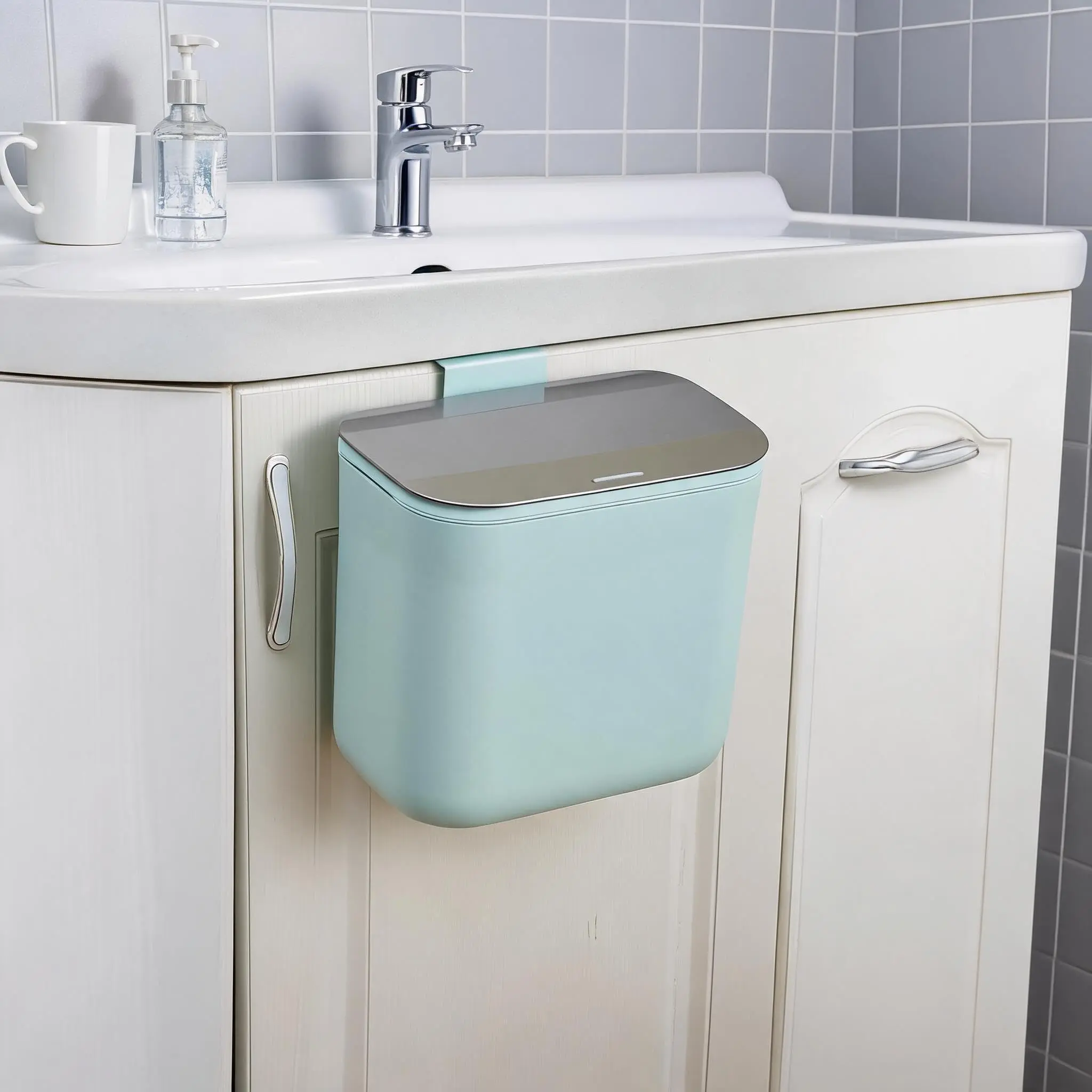 Odor-Proof Hanging Compost Bins and Kitchen Waste Containers with Space-Saving Designs, Lids, and Multiple Color Options in 1.8 to 2.4 Gallon Capacities for Indoor Use