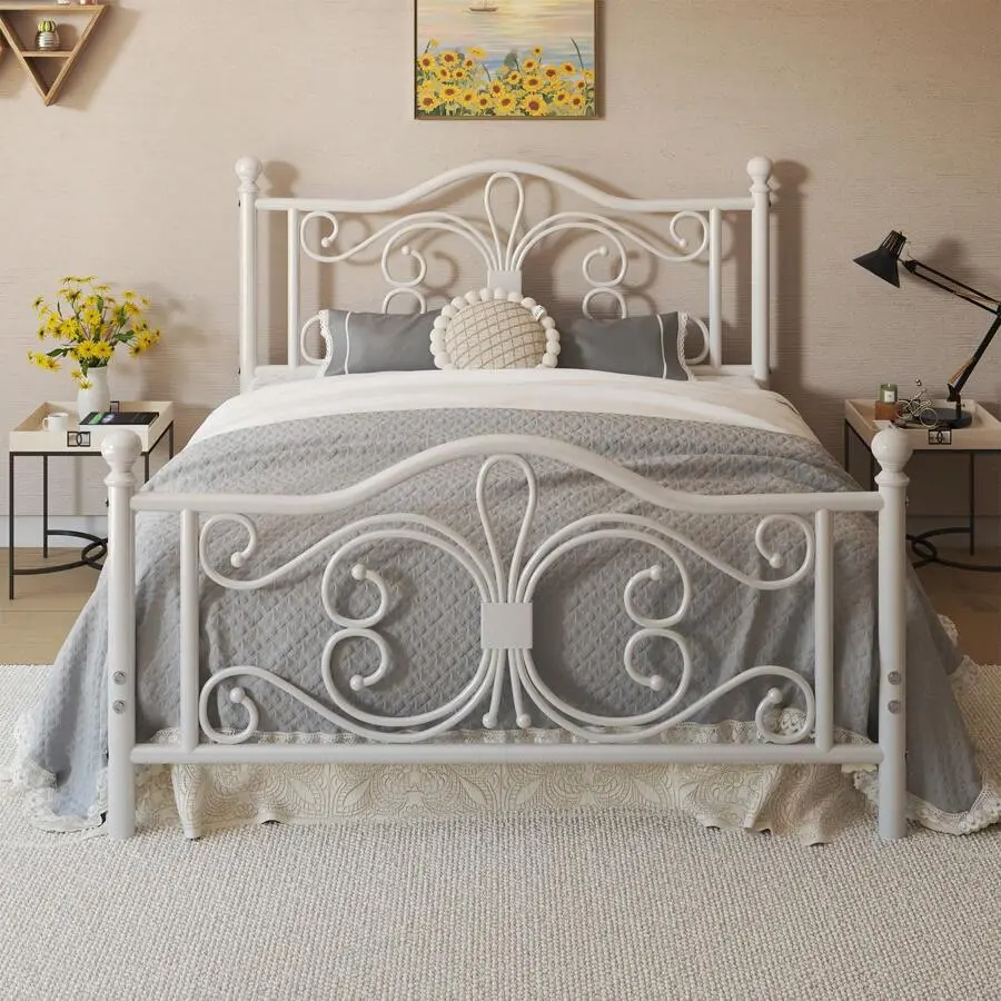 Metal Platform Bed Frame, Classic Style Headboard And Footboard/Under Bed Storage/Mattress Foundation/No Box Spring Required/Easy Assembly