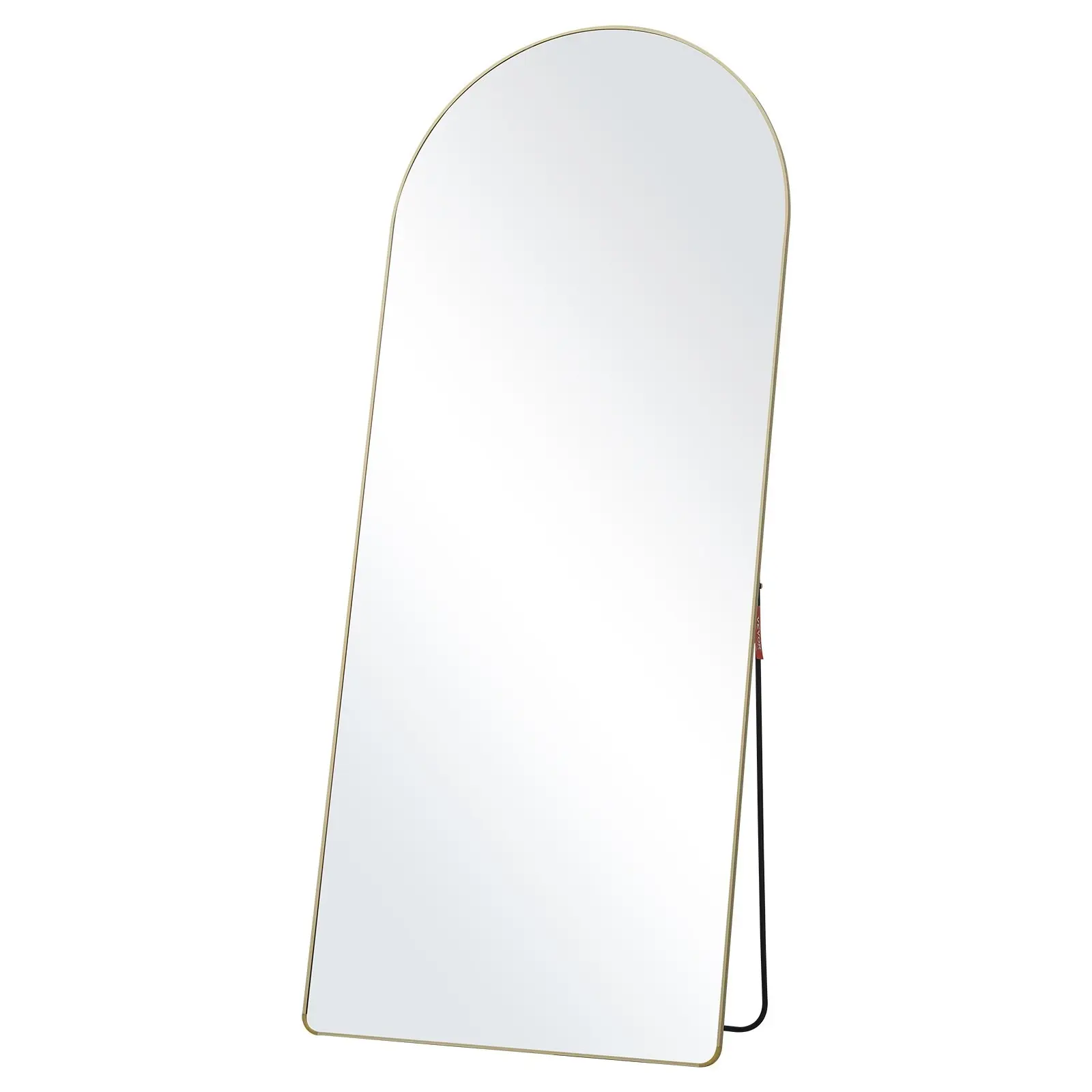 Arched Full-Length Mirror 71 x 30 Inches With Stand, Free-Standing Leaning Wall-Mounted Floor Mirror, Aluminum Alloy Frame, Full-Body Dressing Mirror For Living Room Or Bedroom, Black