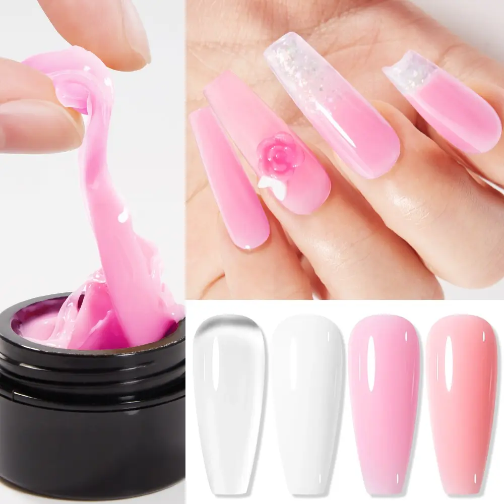 AWStorG 15g Jelly Nude Non Stick Hand Extension Gel 3D Shaping Nail Design Sculpting Carving Extension Gel Phototherapy UV Gel Rapid Molding Gel