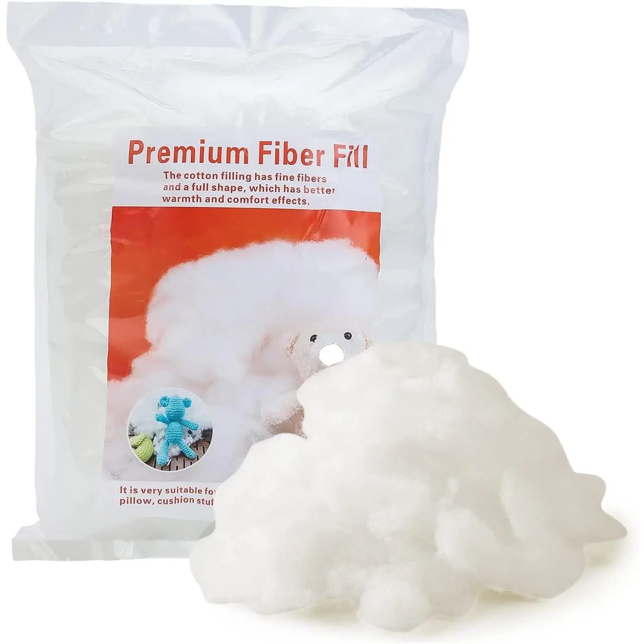 100g/3.53OZ Premium Polyester Fiber, Fiber Fill Stuffing, White High Resilience Fill Fiber for Stuffed Animal Crafts, Pillow Filling and Fiberfill DIY Dolls