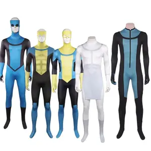 Cartoon Invincible Fantasia Mark Grayson Cosplay Costume Roleplay Adult Men Jumpsuit Mask Outfits Halloween Carnival Party Suit