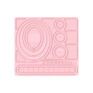 1pc Silicone Bead Stringing DIY Tool, Jewelry Design Tray with Scale, Silicone Necklace Bracelet Beads Design Tray