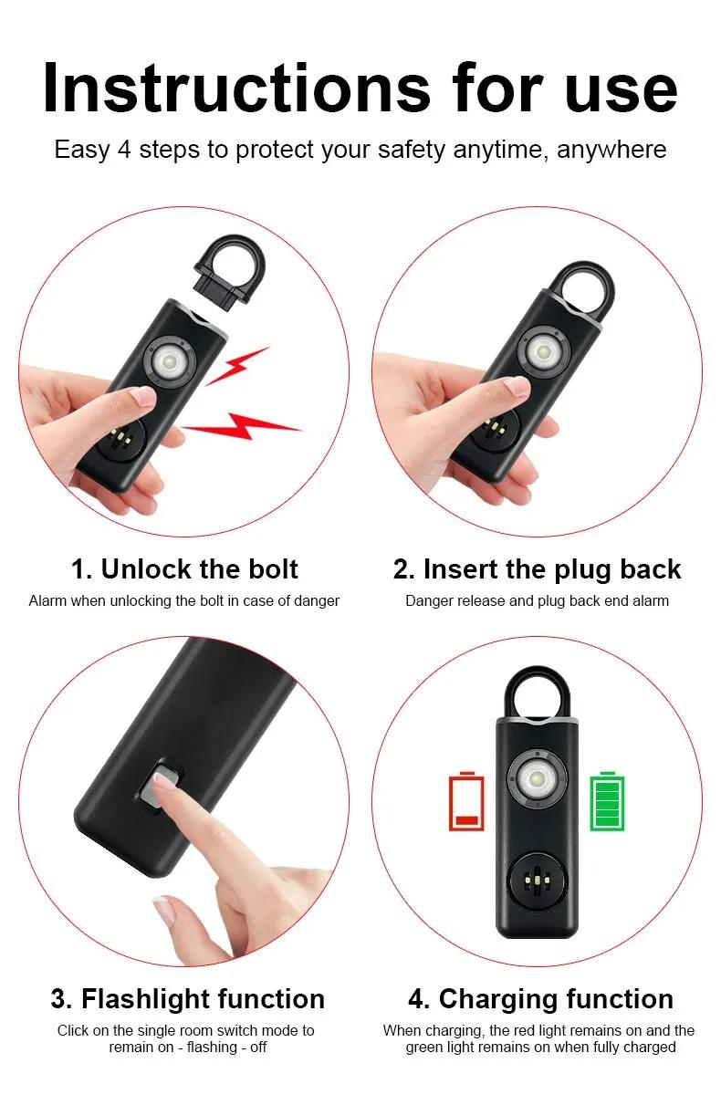 Personal Safety Siren Alarm for Women 130dB Siren Strobe & Key Chain 3 Pop Colors AF2004 Call for Help Personal Safety Siren Alarm for Women 130dB Siren Strobe & Key Chain 3 Pop Colors AF2004 Call for Help