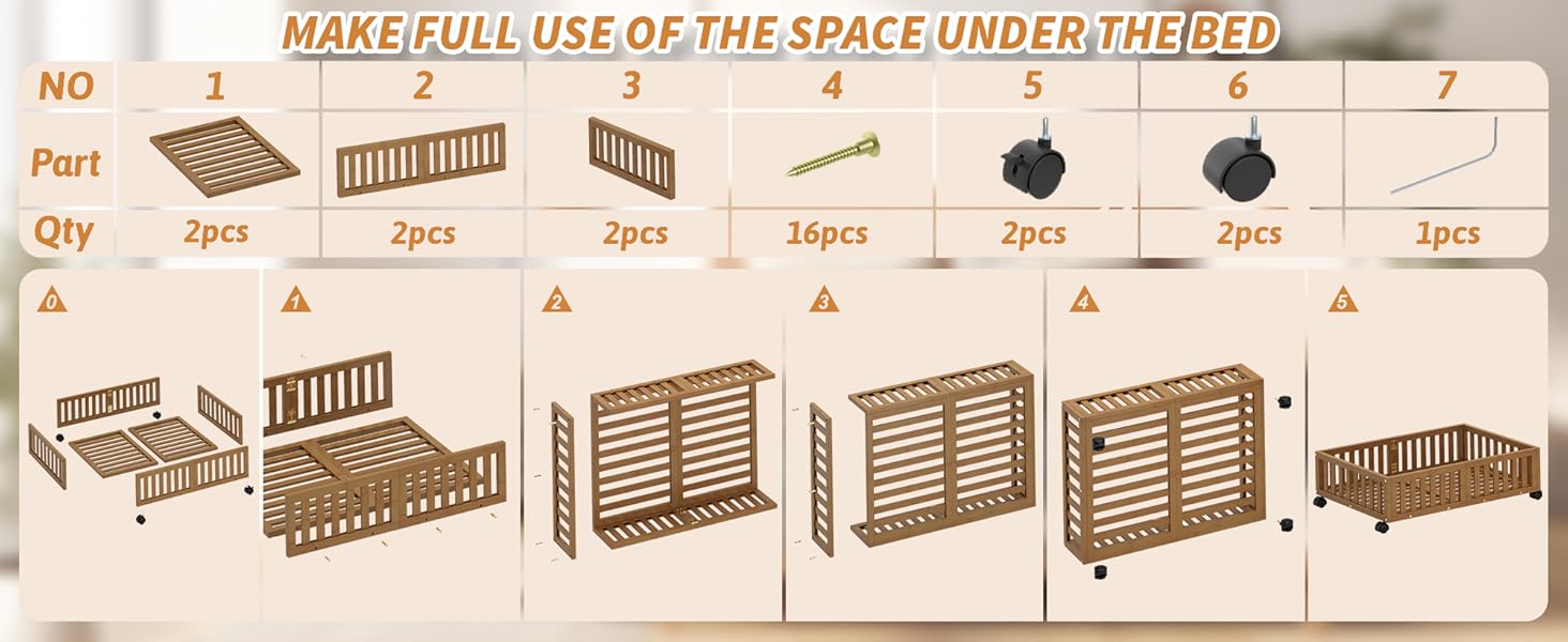 Bed Containers with Wheels, 2 Pack Bamboo the Bed Shoe Bins, Wood Rolling Underbed Drawers Organizer for Bedroom, Closet Clothes Blanket Comforter Crib Toy Walunt Bed Containers with Wheels, 2 Pack Bamboo the Bed Shoe Bins, Wood Rolling Underbed Drawers Organizer for Bedroom, Closet Clothes Blanket Comforter Crib Toy Walunt