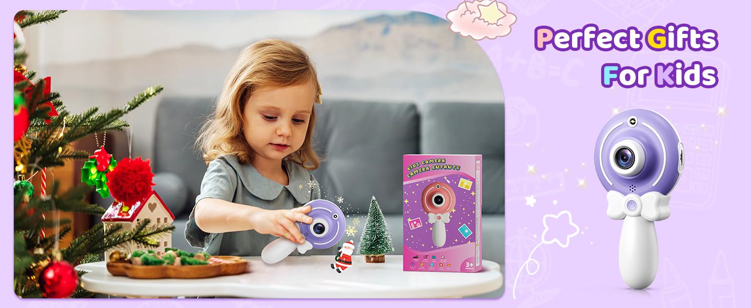 Camera Toy for Girls - Birthday Girl Gifts with Magic Wand Design - Digital Video Camera for with 32GB SD Card - Easter Basket Essentials for Girl 2 3 4 5 6 Year Olds, Purple