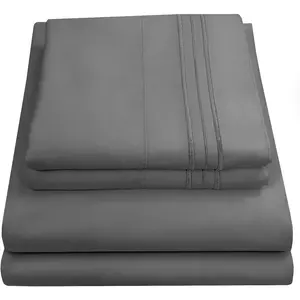 Queen Size Bed Sheets - Breathable Luxury Sheets with Full Elastic & Secure Corner Straps Built In - Extra Soft Deep Pocket Bedding Set, Sheet Set, Queen, Gray