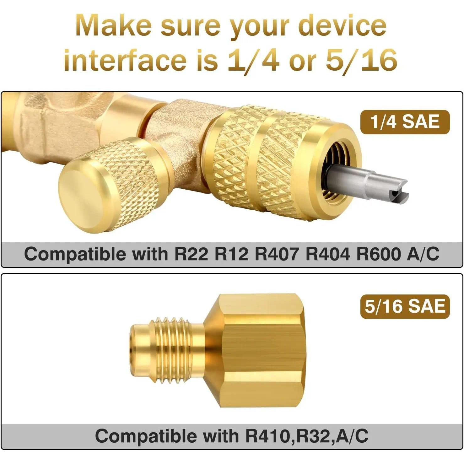 PLUS AC Valve Core Remover Installer Tool with Dual Size SAE 1/4 & 5/16 Port, 20 PCS Valve Cores with Teflon Seal and 10 PCS Brass Nuts, Compatible with R22 R12 R407 R410 R404 R32 R600 A/C,TikTokShopBlackFriday Quick Replacement Disassembly Tools