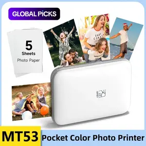 Portable Pocket Photo Printer Mt53, Bluetooth-compatible Connects to iPhone & Android, Ar Dynamic Photos, Inkless Thermal Printing, Ideal for Travel & Events #GLOBAL PICKS