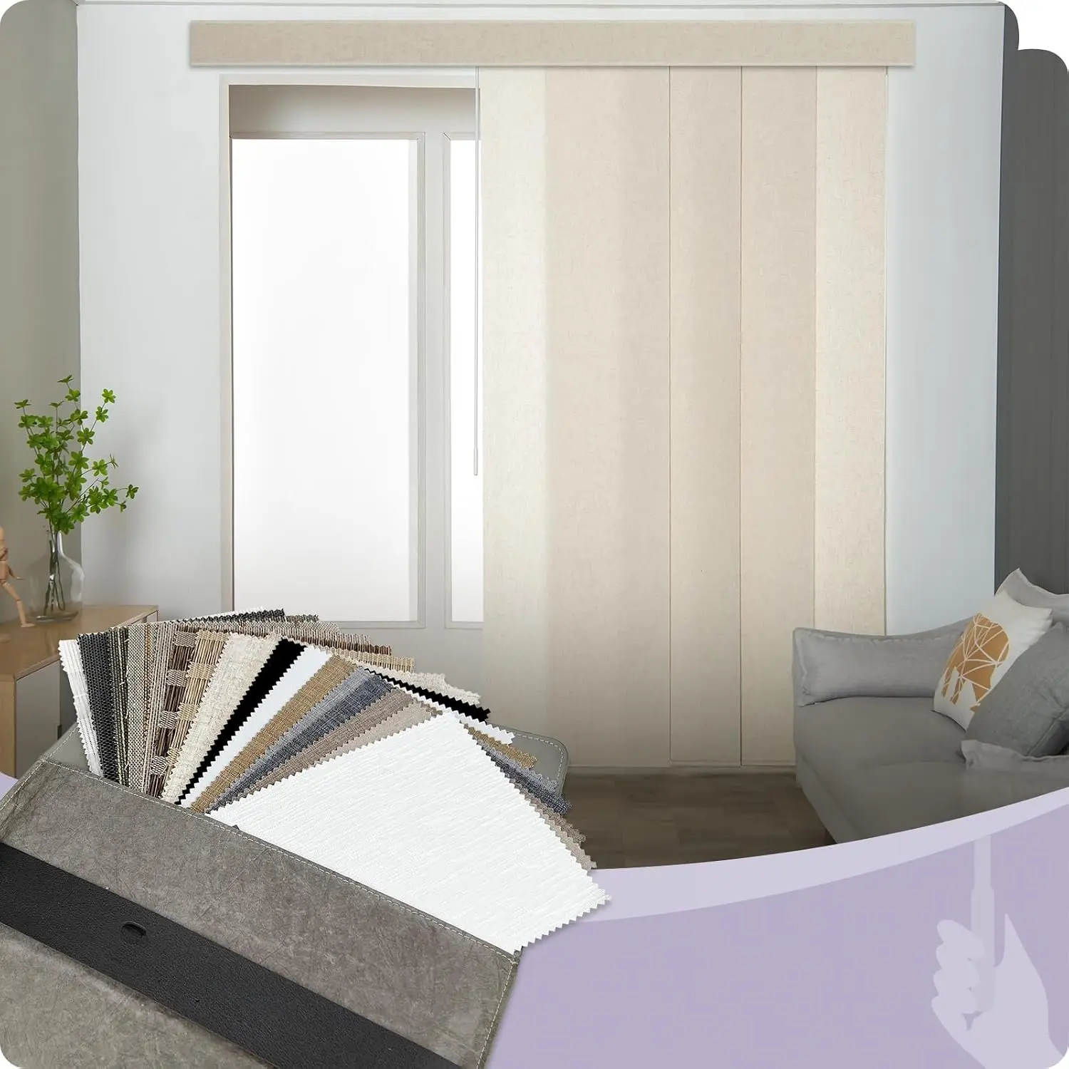 Manual Sliding Panels  Blackout  Panel Track Blinds Wand Control Window Blinds for Patio Sliding Glass Door Large Windows Width Up to 153" (Z - Classic Hue Line)