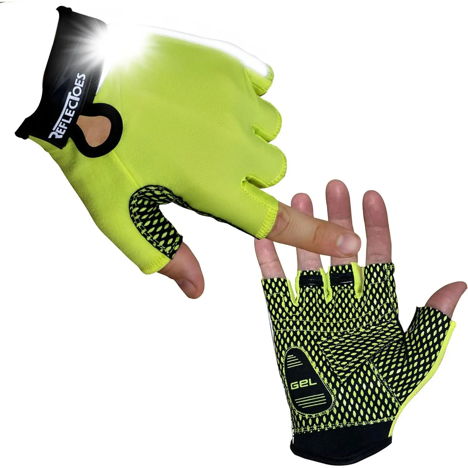 Outdoor sports Reflective Summer Bike Gloves - High Visibility Fluorescent Cycling Gloves with Gel Padding and Anti Slip Shock