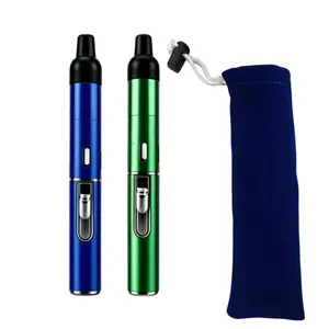 2 Pack Blue & Green Metal Pen Lighters | Windproof Refillable Outdoor Ignition Tools with Velvet Storage Pouch