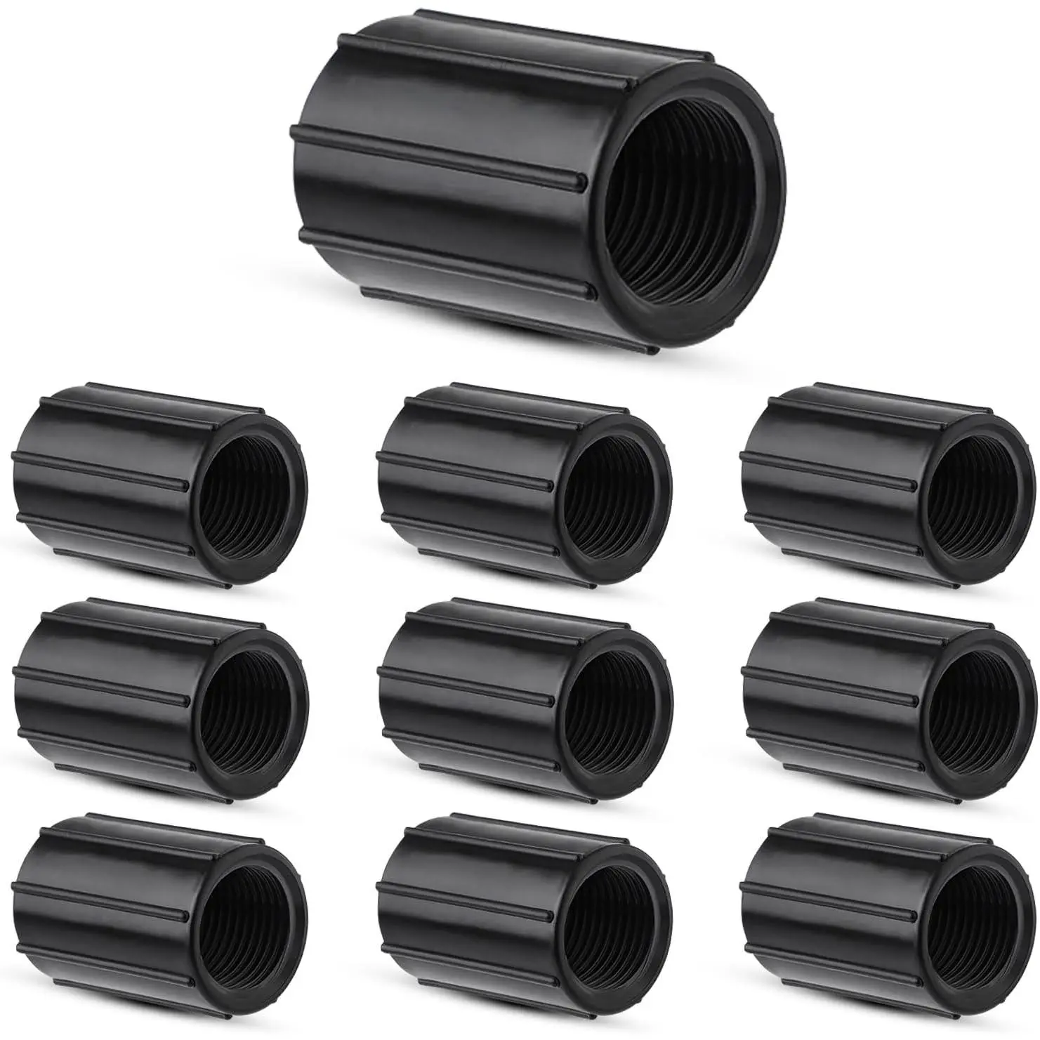 10 count 1/2 Inch Female Threaded PVC NPT Connector, Double Female Thread Coupling Sprinkler Pipe Riser Adapter Irrigation System Accessories for Yard Lawn Garden