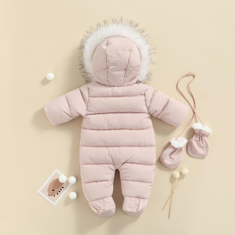 Baby Winter Snowsuit Infant Coat Romper Warm Outwear Hooded Puffer Jacket Footie Jumpsuit Bodysuit Boys Cotton Blend Multi-color Casual Outfit