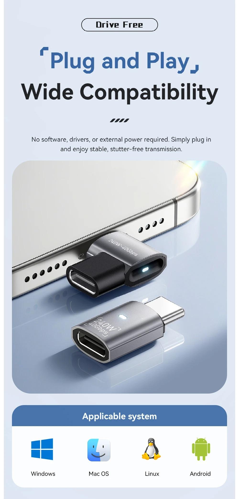 USB OTG Adapter Fast Charging Converter 90 Degree USB Type C Data Adapter