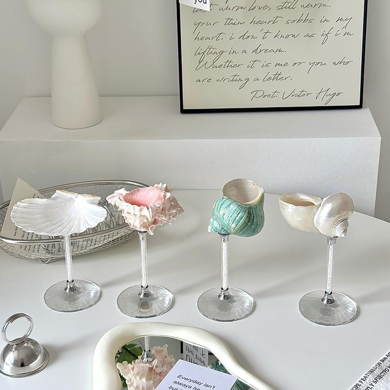 Unique Natural Seashell Wine Goblet, Handcrafted Shell Cocktail Cup, Wedding & Party Decor Ornament