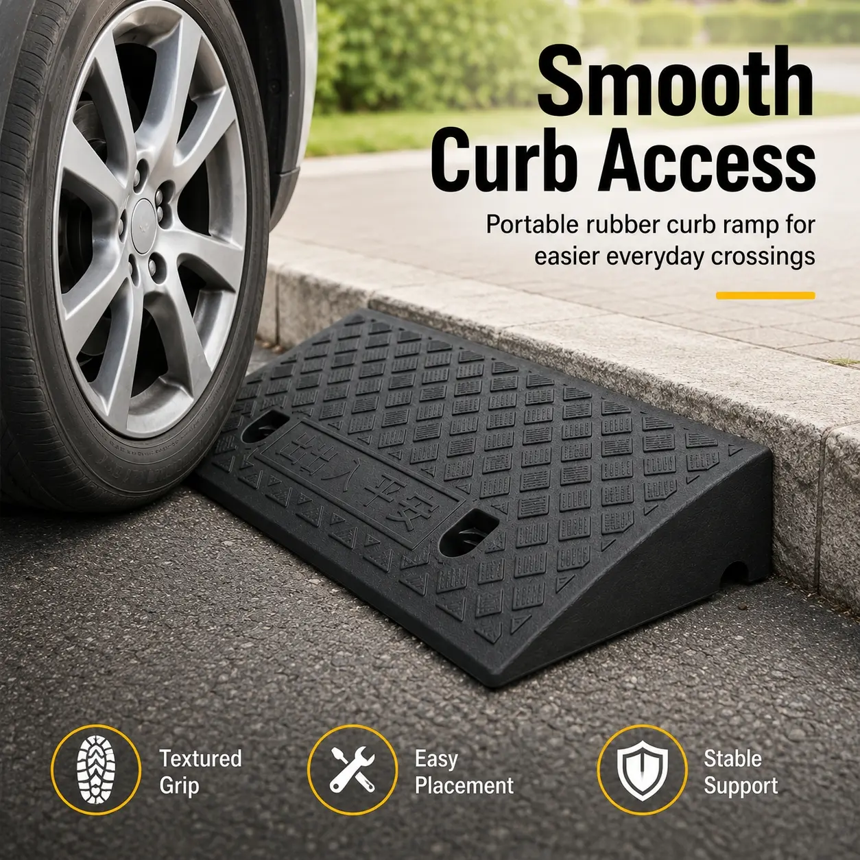 Portable Threshold Ramp 3/5/6/7/8/9/10cm Height, Non-Slip Heavy Duty Doorway Curb Ramp, Rubber Access Ramp for Wheelchair, Scooter, Car, Motorcycle, Pets, Garage, Driveway, Indoor Outdoor Mobility Smooth Entry