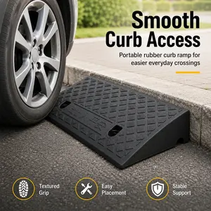 Portable Threshold Ramp 3/5/6/7/8/9/10cm Height, Non-Slip Heavy Duty Doorway Curb Ramp, Rubber Access Ramp for Wheelchair, Scooter, Car, Motorcycle, Pets, Garage, Driveway, Indoor Outdoor Mobility Smooth Entry
