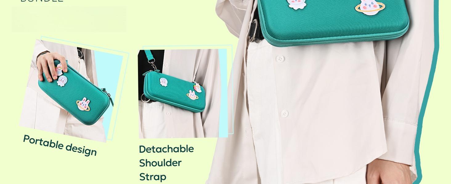 Z-PHP7 Switch Lite Case 18-in-1 Accessories Bundle with Protective Carrying Case, Game Holder, Screen Protector & Cute Thumb Grips (Turquoise)