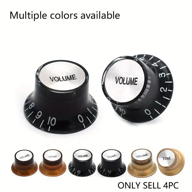 Bigdeer Four Guitar Knobs for Volume and Tone Control, Electric Guitar Knobs, 6mm Axle Hole, Suitable for Les Paul Amplifier