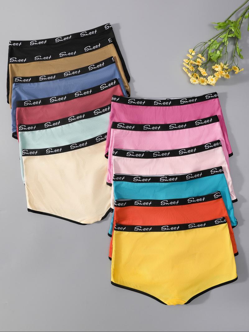 Women's Letter Tape Boyshorts, Soft Comfy Breathable Panty, Fashion Comfy Underwear for Daily Wear, Underwear for All Seasons