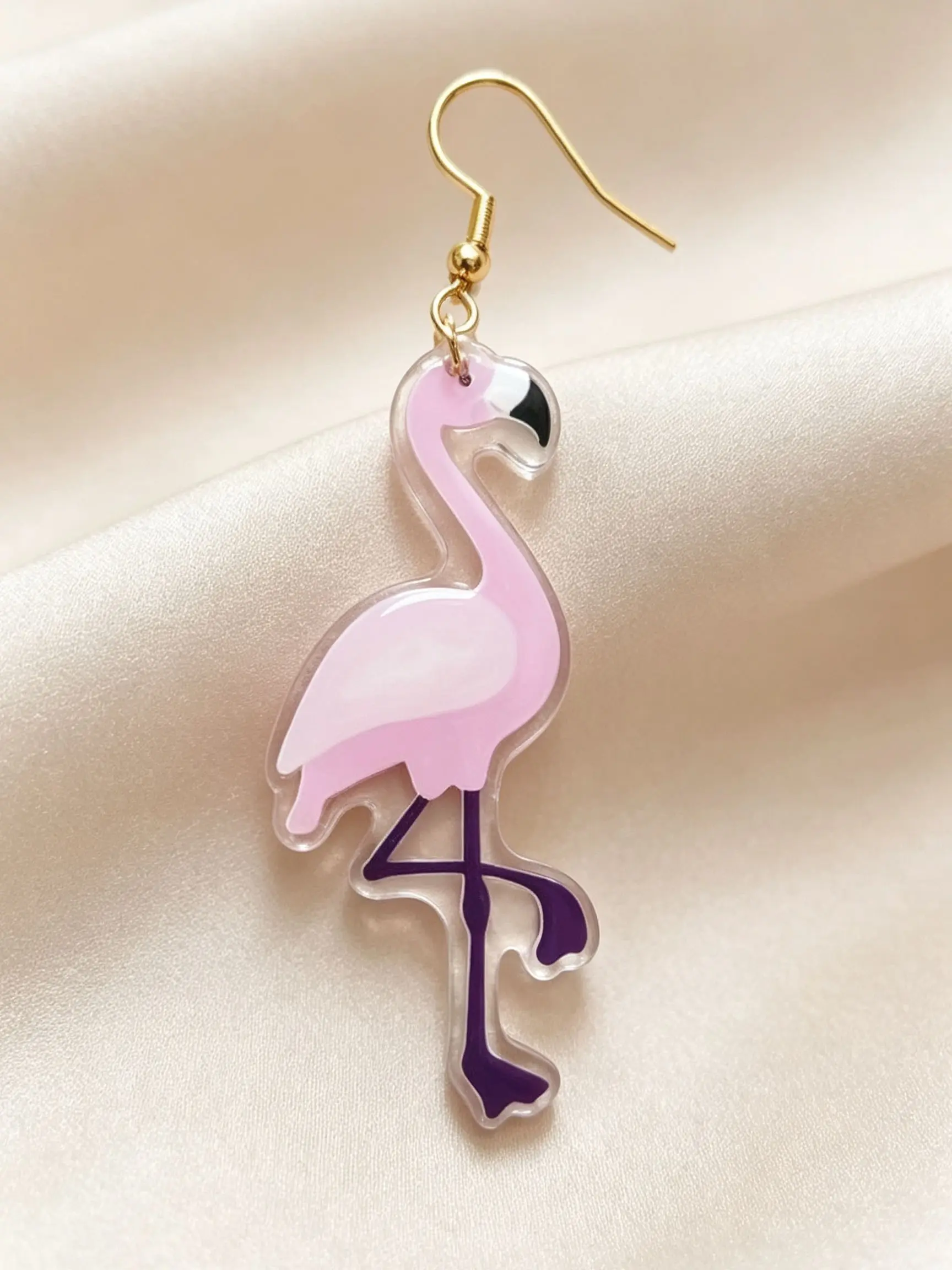 Adorable Flamingo Acrylic Hook Earrings, Tropical Cartoon Animal Dangle Earrings, Cute Summer Jewelry for Women