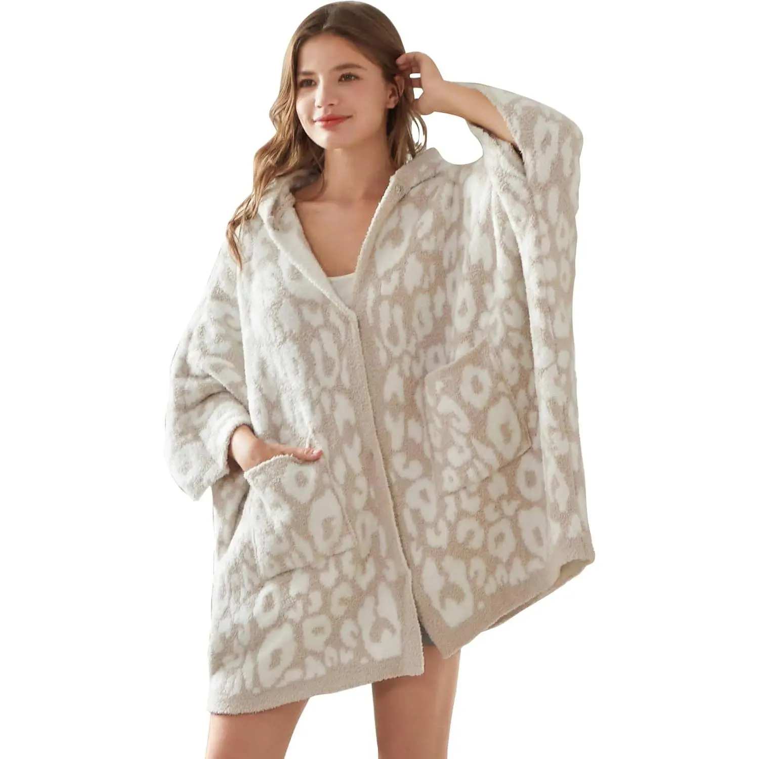Wearable Blanket Hoodie Poncho Throw Comfy Soft Warm Cape Shawl Cozy Cloak Wrap Hooded with Sleeves For Women Adults