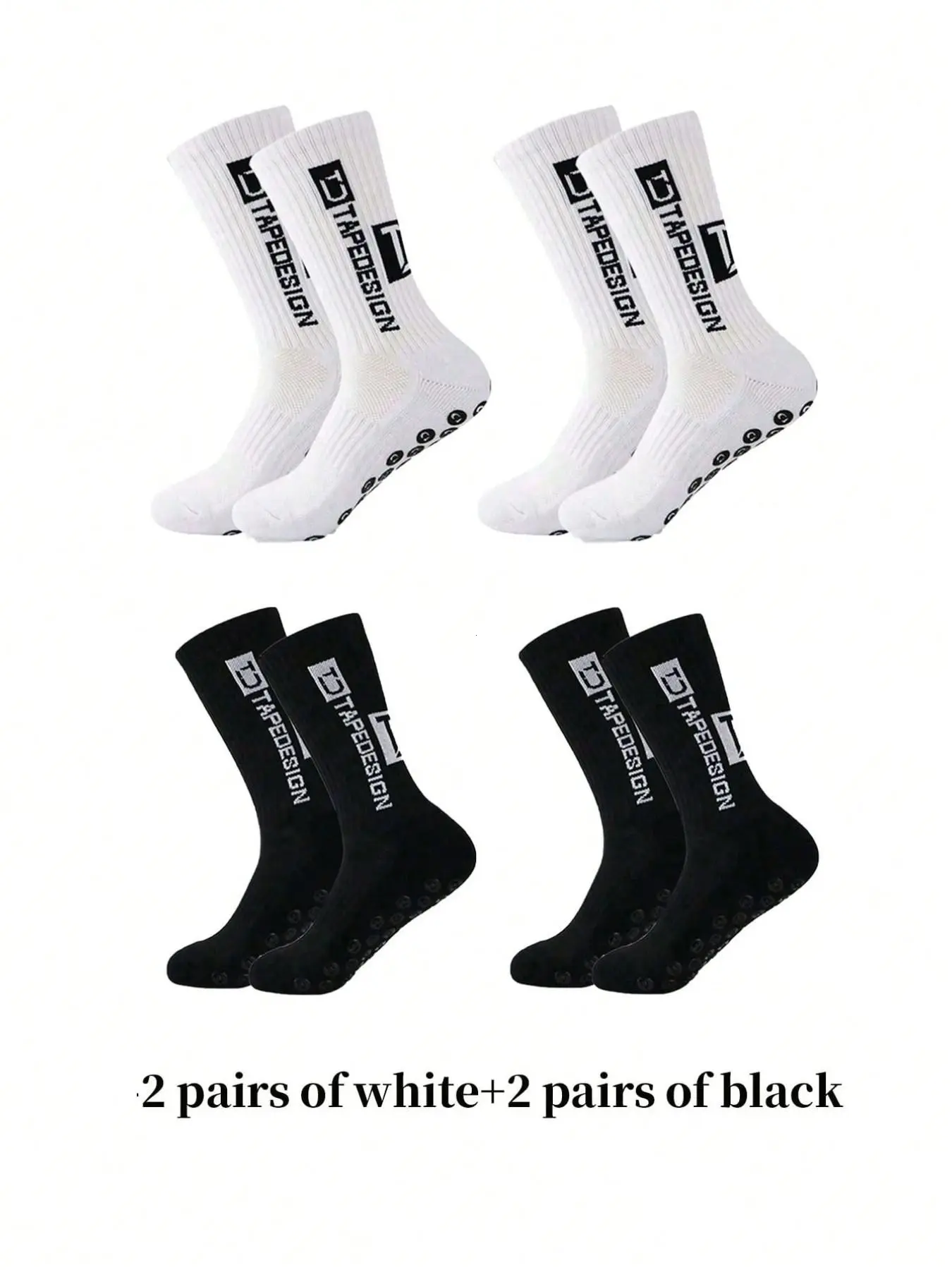 Men's Anti-Slip Sports Socks with Grip Pad, Comfortable Soft Mid-Calf Socks for Running, Basketball, Soccer, All Seasons, Multi-Purpose